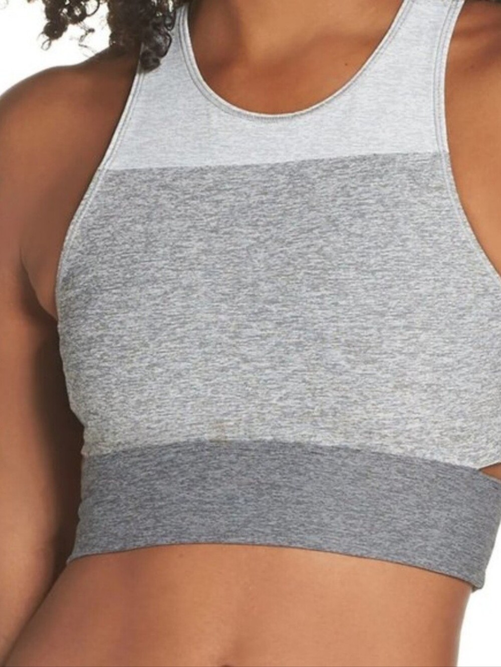 Outdoor Voices Slashback Crop Longline Sports Bra Tri Tone Gray Size M